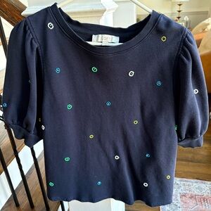 LOFT Kids Navy Tee with Multicolor Embroidery